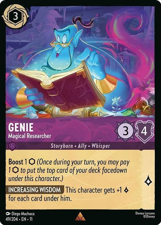 Genie - Magical Researcher - 49/204 Rare Disney Lorcana card from Winterspell, Near Mint Normal