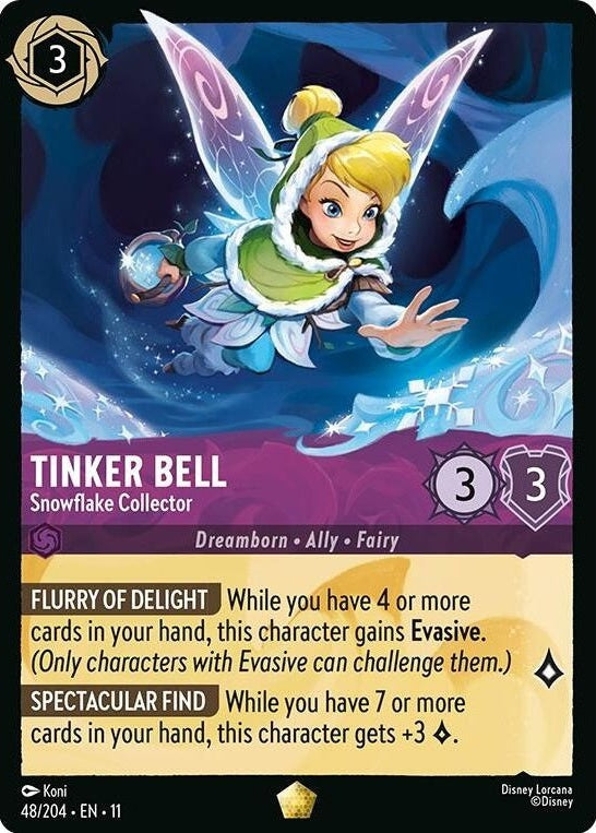 Tinker Bell - Snowflake Collector - 48/204 Legendary Disney Lorcana card from Winterspell, Near Mint Normal