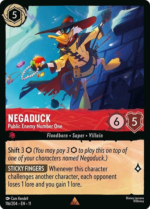 Negaduck - Public Enemy Number One - 116/204 Rare Disney Lorcana card from Winterspell, Near Mint Normal