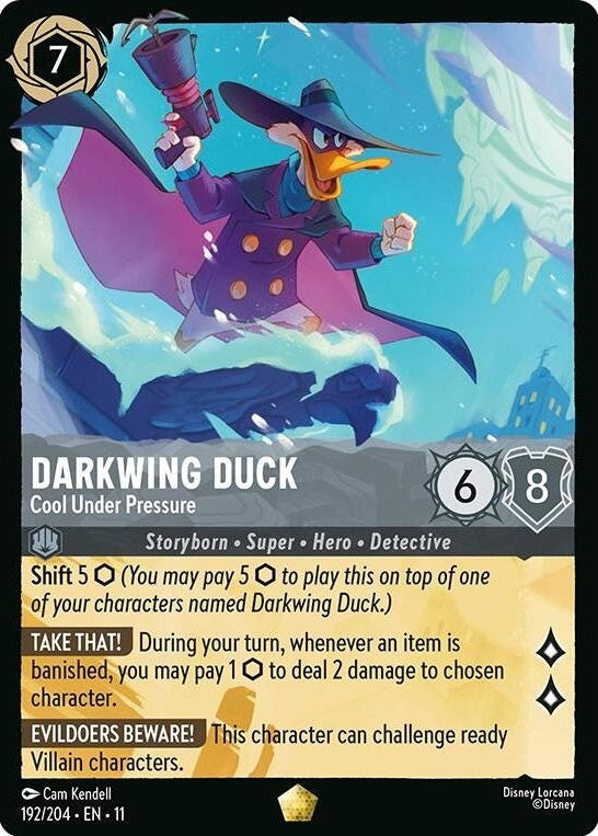 Darkwing Duck - Cool Under Pressure - 192/204 Legendary Disney Lorcana card from Winterspell, Near Mint Normal