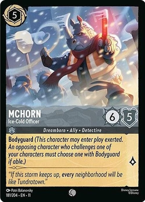 McHorn - Ice-Cold Officer - 181/204 Common Disney Lorcana card from Winterspell, Near Mint Normal