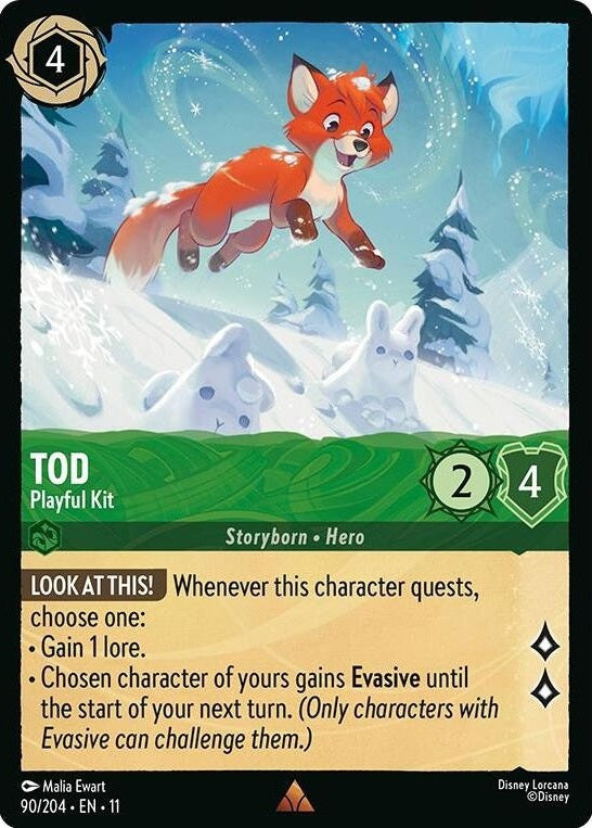 Tod - Playful Kit - 90/204 Rare Disney Lorcana card from Winterspell, Near Mint Normal