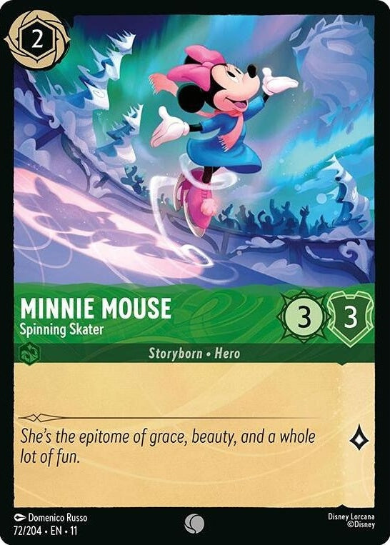 Minnie Mouse - Spinning Skater - 72/204 Common Disney Lorcana card from Winterspell, Near Mint Normal