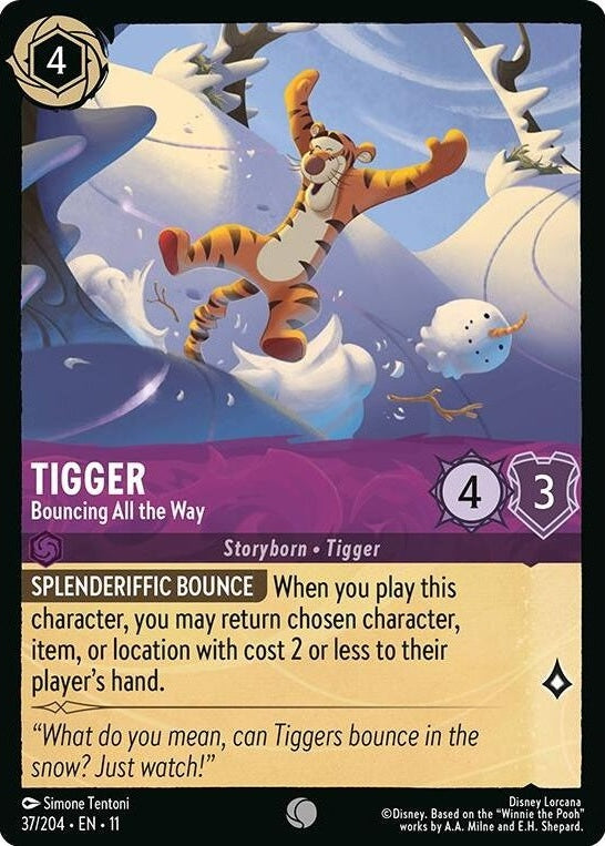 Tigger - Bouncing All the Way - 37/204 Common Disney Lorcana card from Winterspell, Near Mint Normal