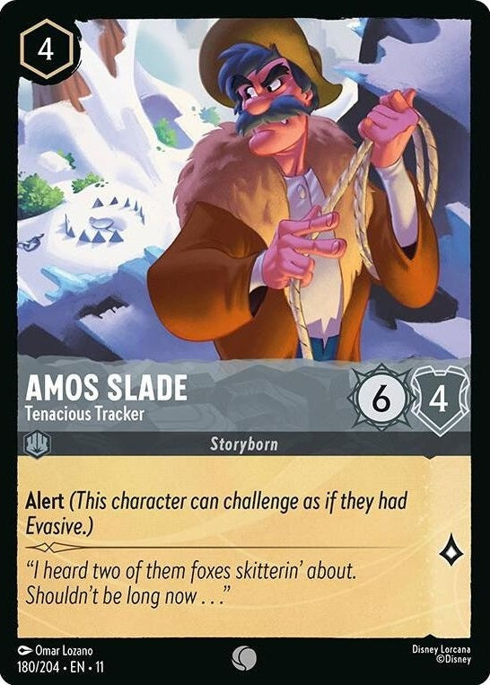Amos Slade - Tenacious Tracker - 180/204 Common Disney Lorcana card from Winterspell, Near Mint Normal