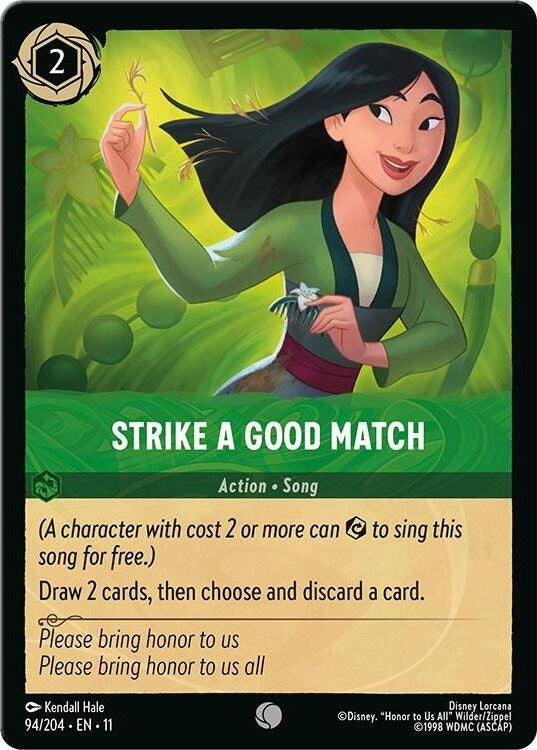 Strike a Good Match - 94/204 Common Disney Lorcana card from Winterspell, Near Mint Normal