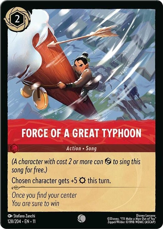 Force of a Great Typhoon - 128/204 Common Disney Lorcana card from Winterspell, Near Mint Normal