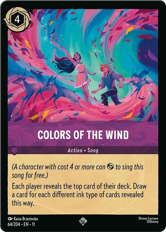 Colors of the Wind - 64/204 Super Rare Disney Lorcana card from Winterspell, Near Mint Normal