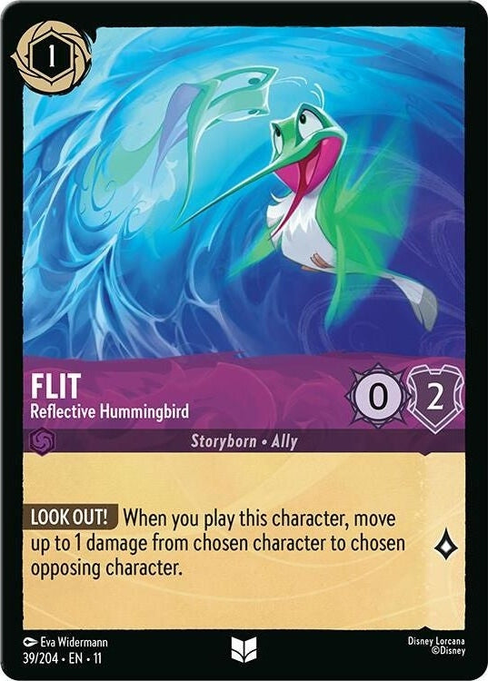 Flit - Reflective Hummingbird - 39/204 Uncommon Disney Lorcana card from Winterspell, Near Mint Normal