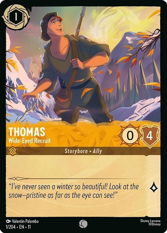 Thomas - Wide-Eyed Recruit - 1/204 Common Disney Lorcana card from Winterspell, Near Mint Normal