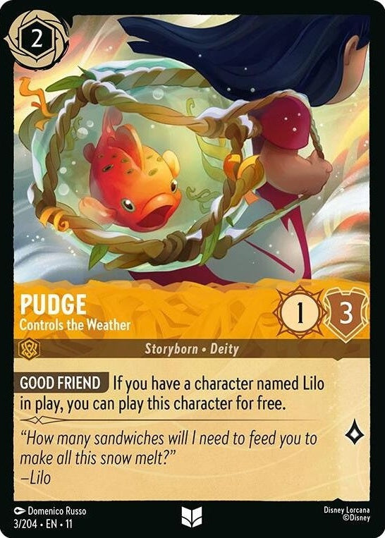 Pudge - Controls the Weather - 3/204 Uncommon Disney Lorcana card from Winterspell, Near Mint Normal
