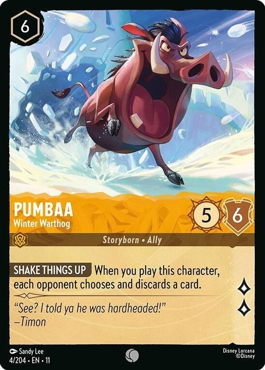 Pumbaa - Winter Warthog - 4/204 Common Disney Lorcana card from Winterspell, Near Mint Normal