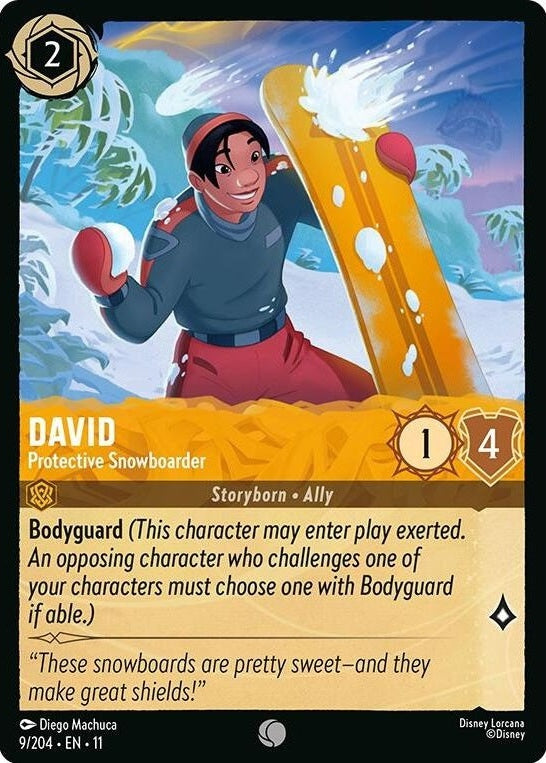 David - Protective Snowboarder - 9/204 Common Disney Lorcana card from Winterspell, Near Mint Normal