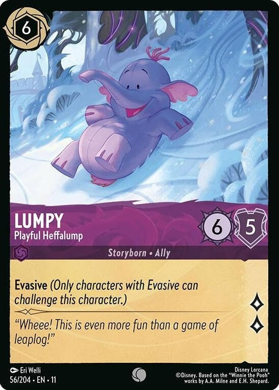 Lumpy - Playful Heffalump - 56/204 Common Disney Lorcana card from Winterspell, Near Mint Normal