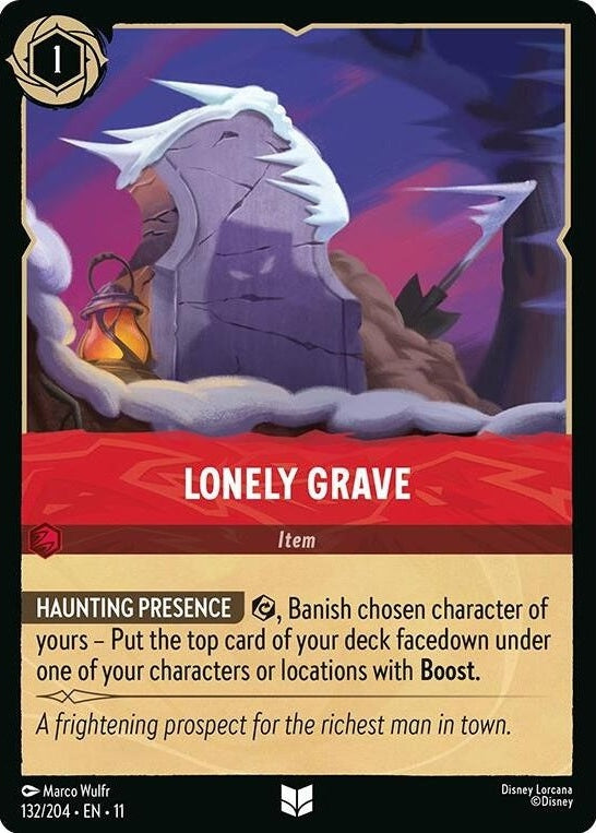 Lonely Grave - 132/204 Uncommon Disney Lorcana card from Winterspell, Near Mint Normal