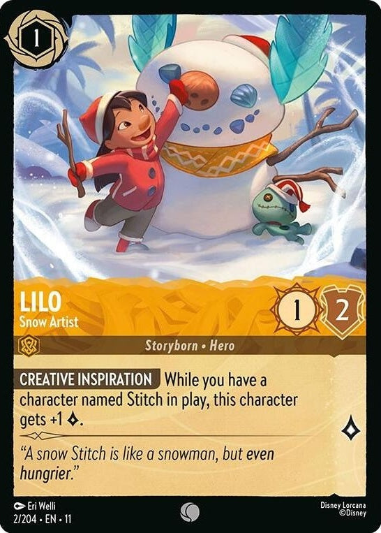 Lilo - Snow Artist - 2/204 Common Disney Lorcana card from Winterspell, Near Mint Normal