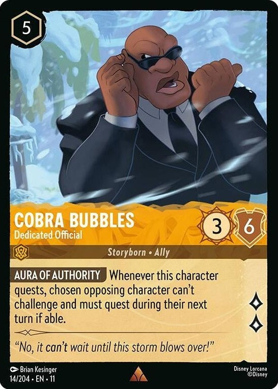 Cobra Bubbles - Dedicated Official - 14/204 Rare Disney Lorcana card from Winterspell, Near Mint Normal
