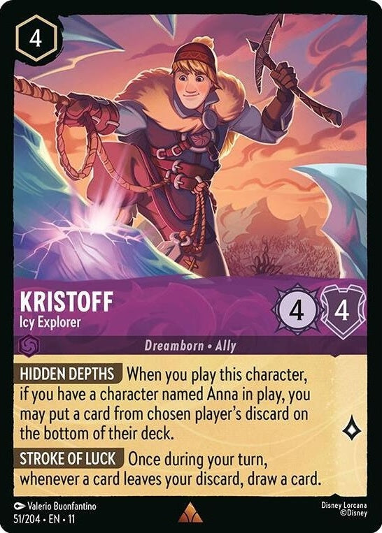 Kristoff - Icy Explorer - 51/204 Rare Disney Lorcana card from Winterspell, Near Mint Normal
