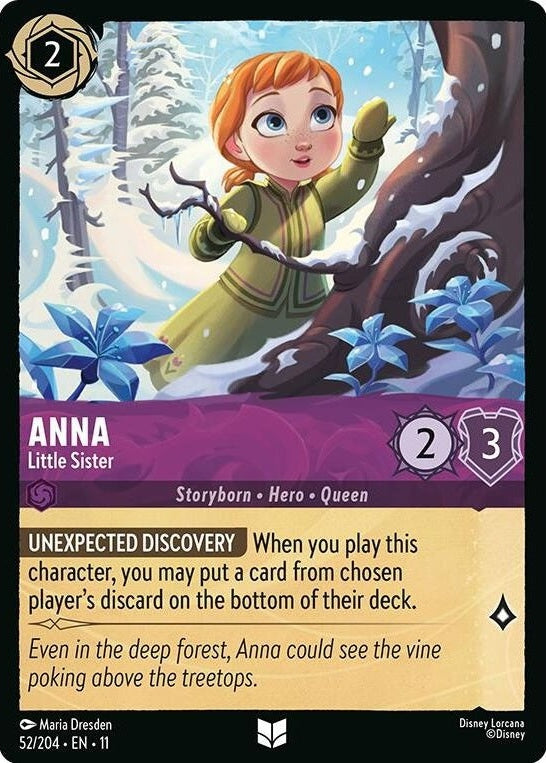 Anna - Little Sister - 52/204 Uncommon Disney Lorcana card from Winterspell, Near Mint Normal