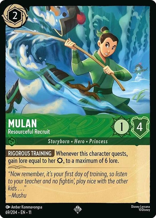 Mulan - Resourceful Recruit - 69/204 Super Rare Disney Lorcana card from Winterspell, Near Mint Normal