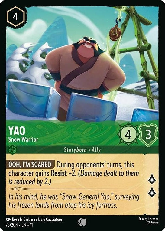 Yao - Snow Warrior - 73/204 Common Disney Lorcana card from Winterspell, Near Mint Normal