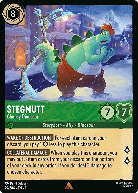 Stegmutt - Clumsy Dinosaur - 79/204 Rare Disney Lorcana card from Winterspell, Near Mint Normal