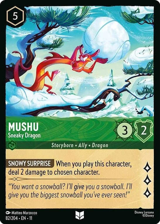 Mushu - Sneaky Dragon - 82/204 Uncommon Disney Lorcana card from Winterspell, Near Mint Normal