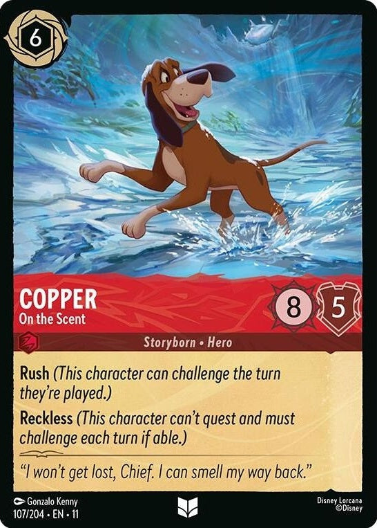 Copper - On the Scent - 107/204 Uncommon Disney Lorcana card from Winterspell, Near Mint Normal