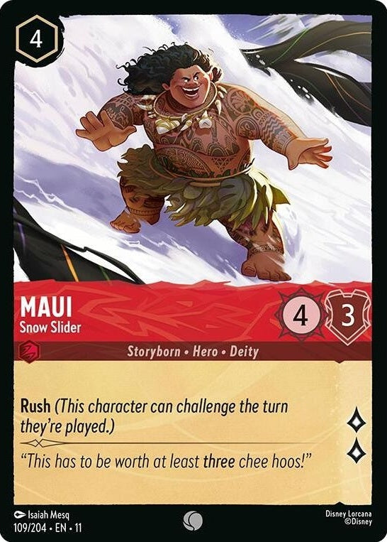 Maui - Snow Slider - 109/204 Common Disney Lorcana card from Winterspell, Near Mint Normal