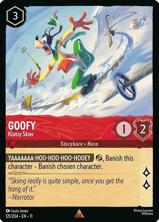 Goofy - Klutzy Skier - 121/204 Rare Disney Lorcana card from Winterspell, Near Mint Normal
