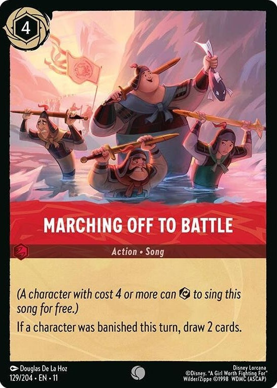Marching Off to Battle - 129/204 Common Disney Lorcana card from Winterspell, Near Mint Normal