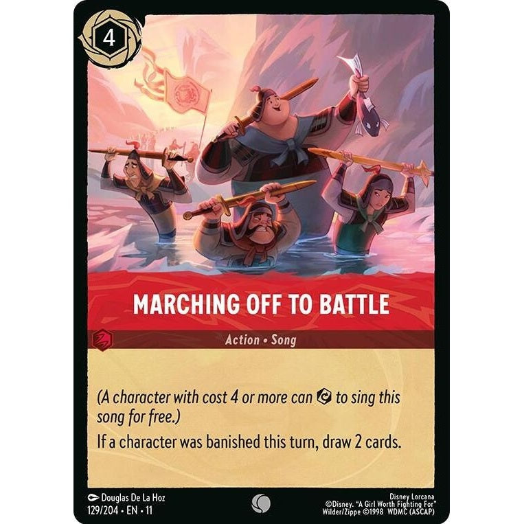 Marching Off to Battle - 129/204 Common Disney Lorcana card from Winterspell, Near Mint Normal