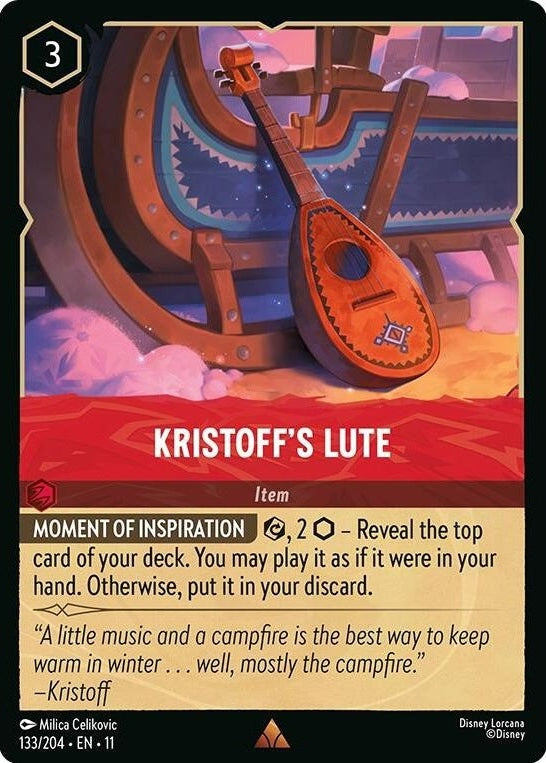 Kristoff's Lute - 133/204 Rare Disney Lorcana card from Winterspell, Near Mint Normal
