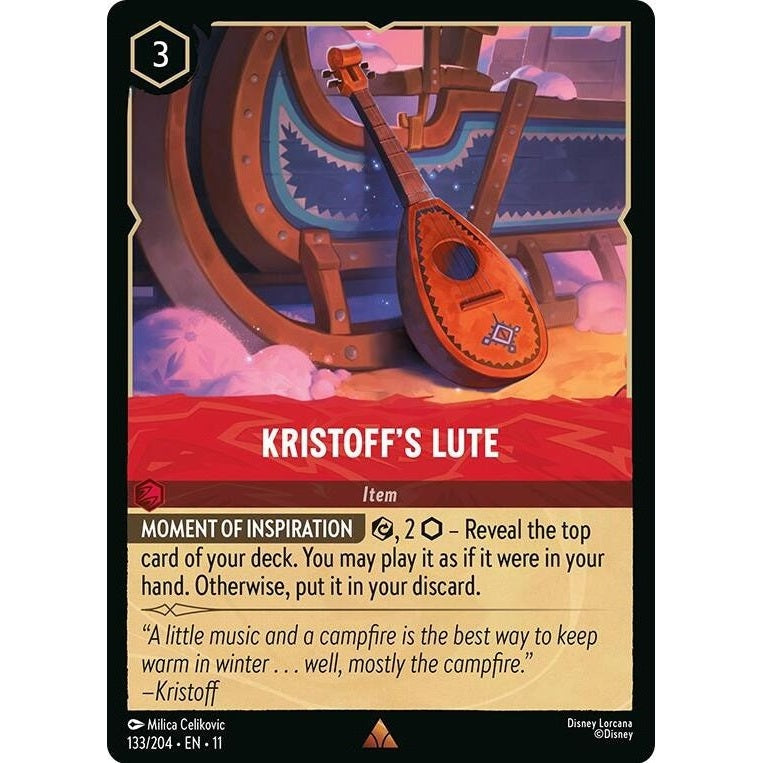 Kristoff's Lute - 133/204 Rare Disney Lorcana card from Winterspell, Near Mint Normal