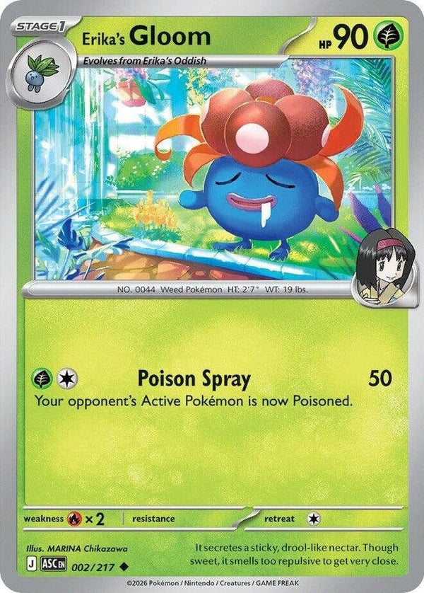 Erika's Gloom - 002/217 Uncommon Pokémon card from Ascended Heroes, Near Mint Normal