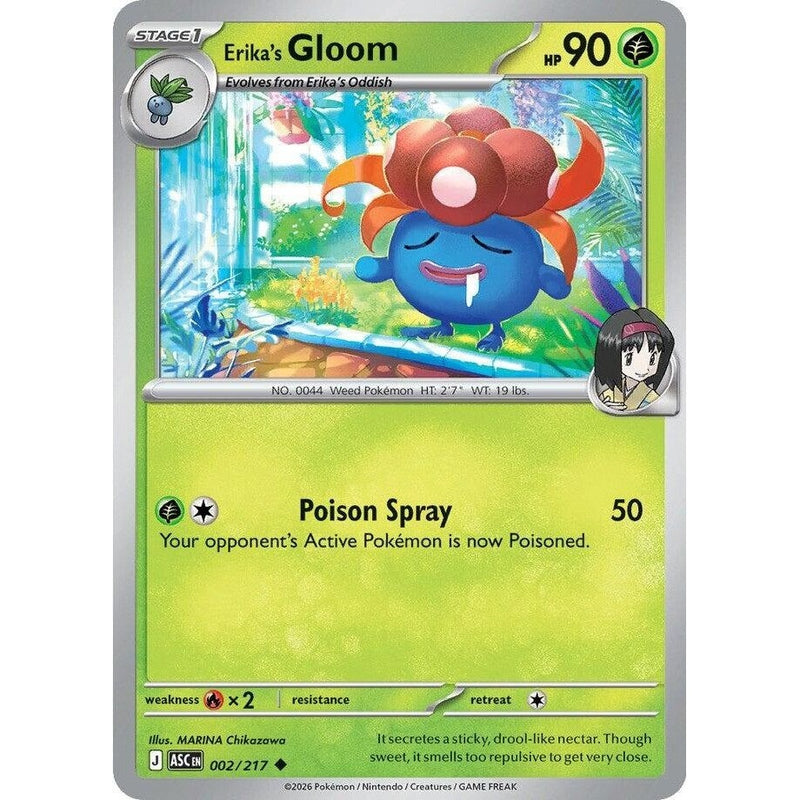 Erika's Gloom - 002/217 Uncommon Pokémon card from Ascended Heroes, Near Mint Normal