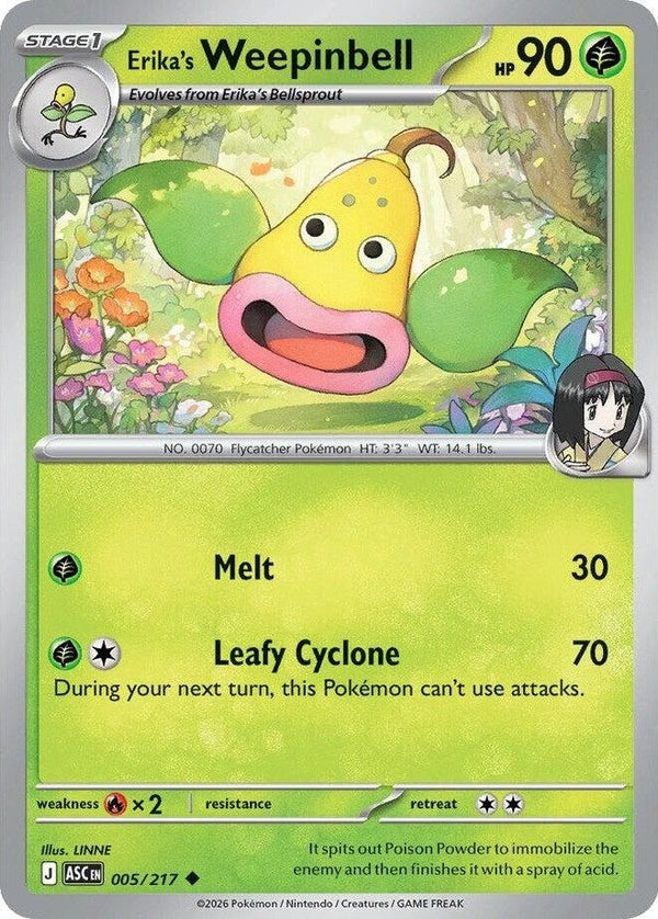 Erika's Weepinbell - 005/217 Uncommon Pokémon card from Ascended Heroes, Near Mint Normal