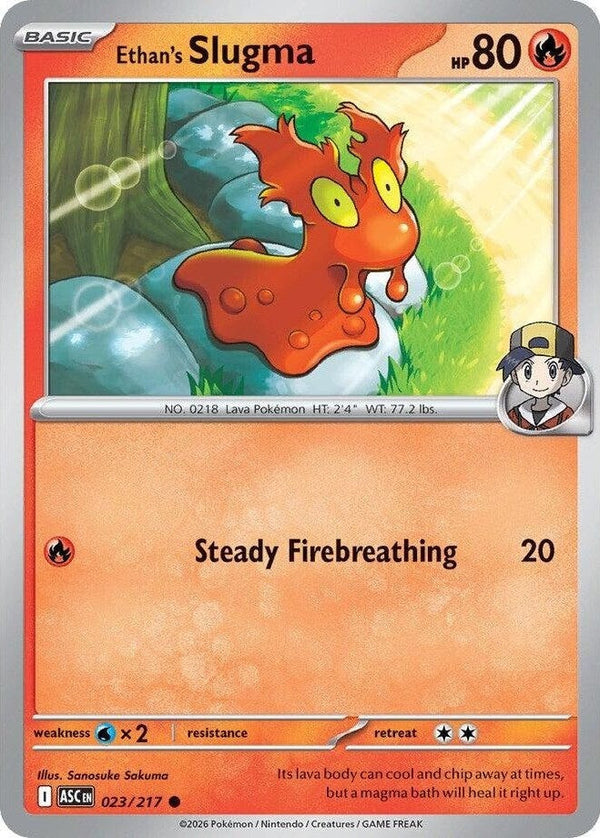 Ethan's Slugma - 023/217 Common Pokémon card from Ascended Heroes, Near Mint Normal