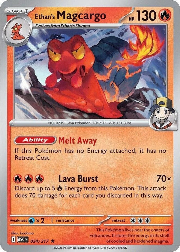 Ethan's Magcargo - 024/217 Rare Pokémon card from Ascended Heroes, Near Mint Holofoil