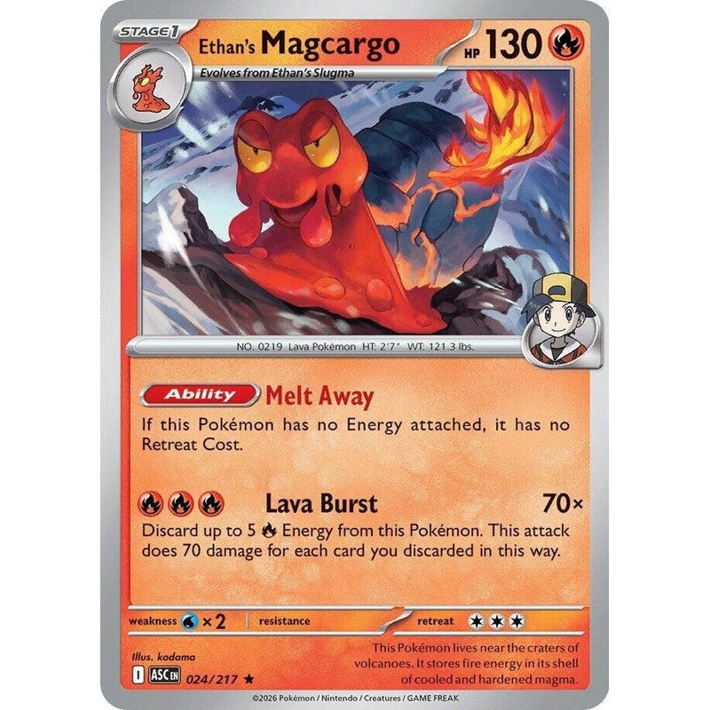 Ethan's Magcargo - 024/217 Rare Pokémon card from Ascended Heroes, Near Mint Holofoil