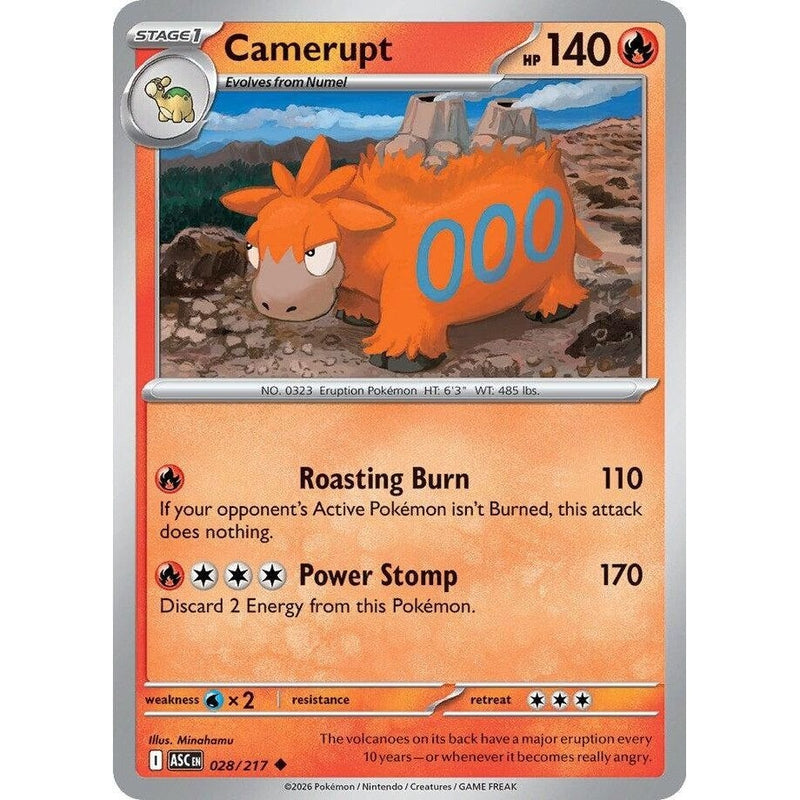 Camerupt - 028/217 Uncommon Pokémon card from Ascended Heroes, Near Mint Normal