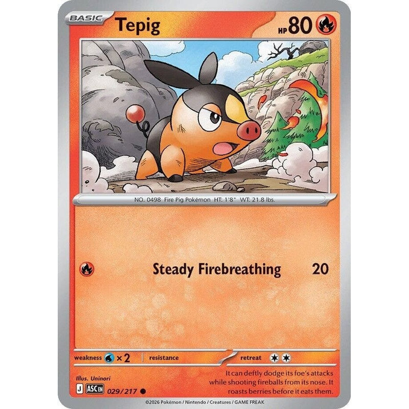 Tepig - 029/217 Common Pokémon card from Ascended Heroes, Near Mint Normal