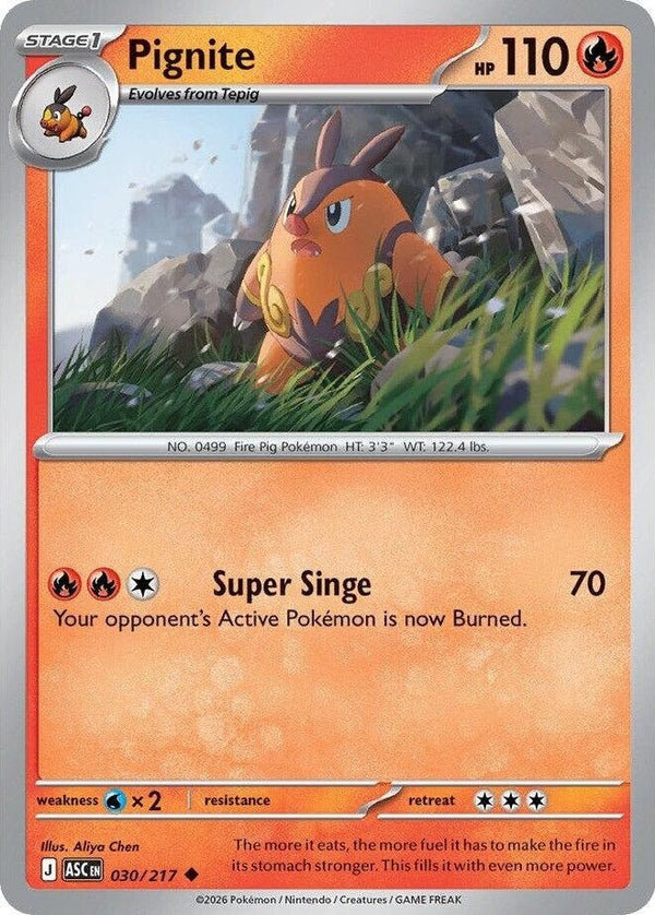 Pignite - 030/217 Uncommon Pokémon card from Ascended Heroes, Near Mint Normal