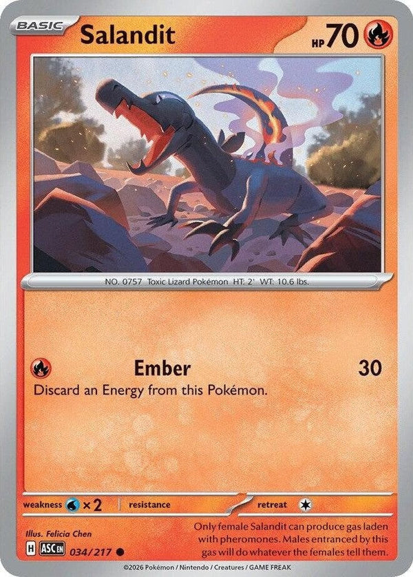 Salandit - 034/217 Common Pokémon card from Ascended Heroes, Near Mint Normal