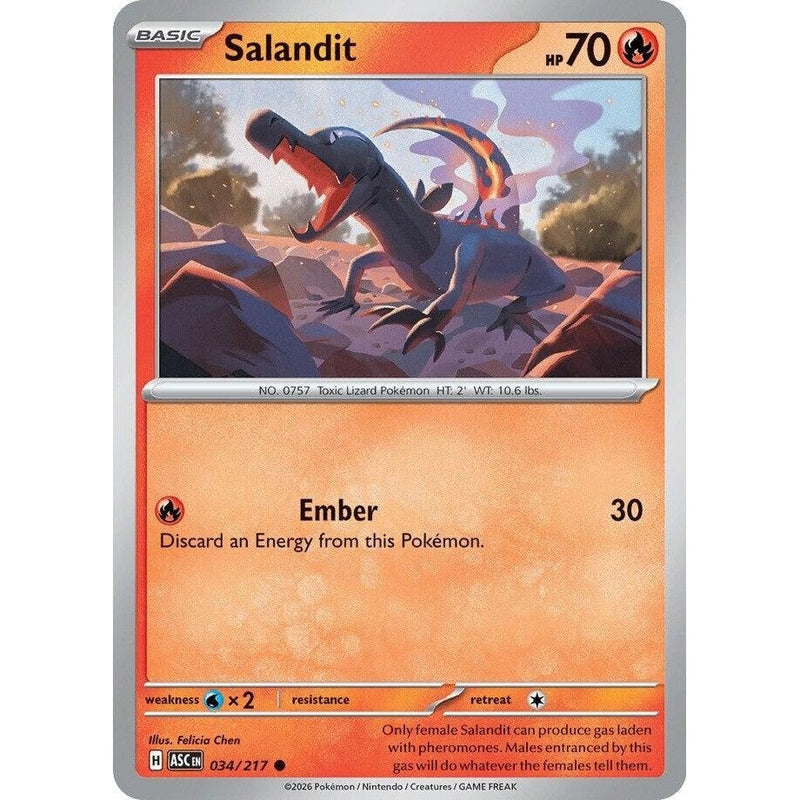 Salandit - 034/217 Common Pokémon card from Ascended Heroes, Near Mint Normal