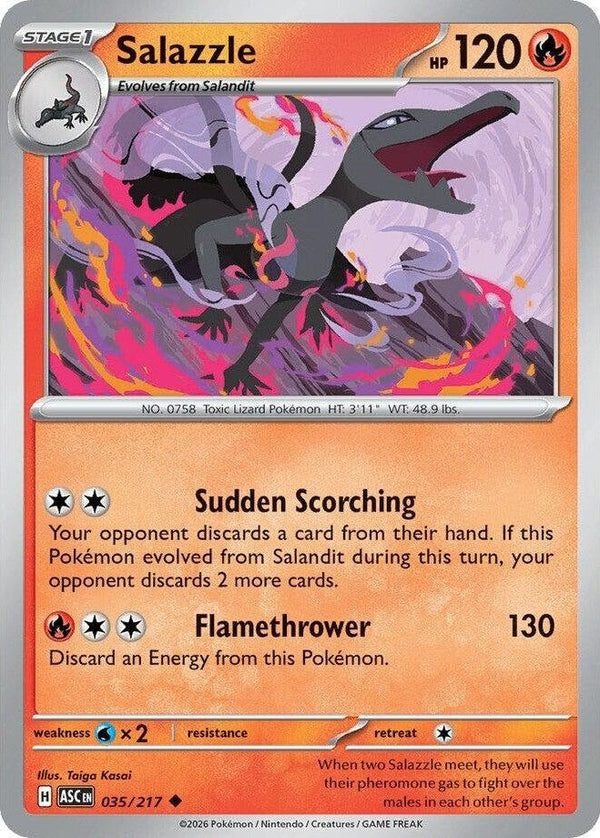 Salazzle - 035/217 Uncommon Pokémon card from Ascended Heroes, Near Mint Normal