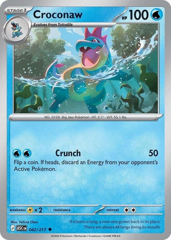 Croconaw - 042/217 Uncommon Pokémon card from Ascended Heroes, Near Mint Normal