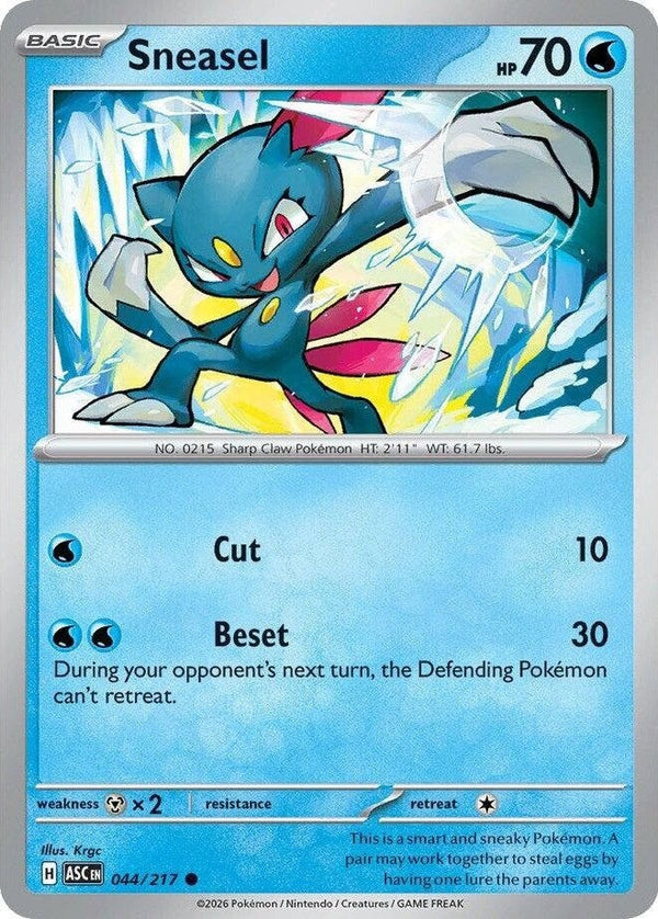 Sneasel - 044/217 Common Pokémon card from Ascended Heroes, Near Mint Normal