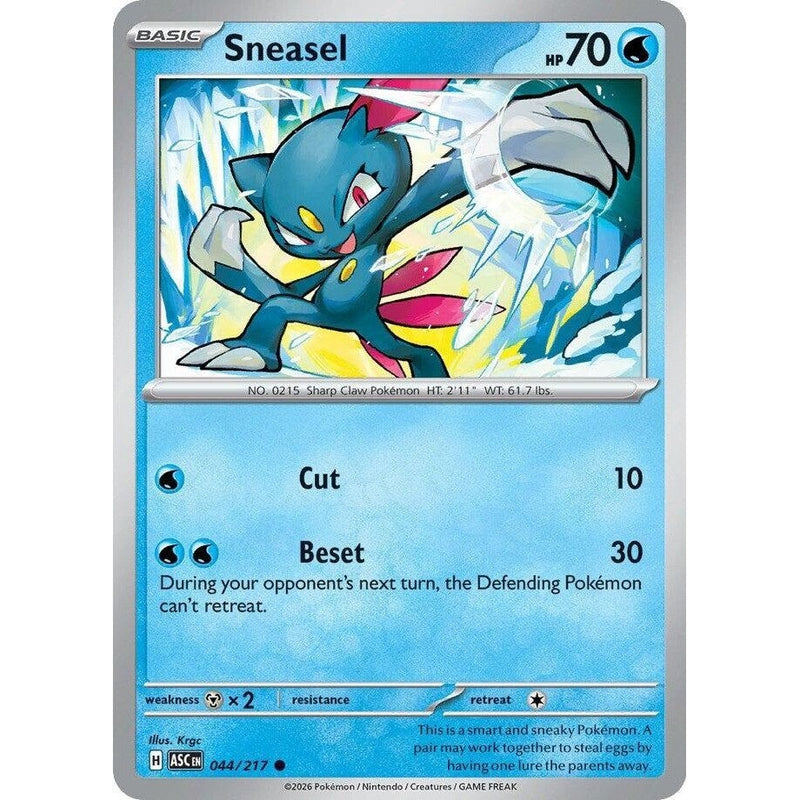 Sneasel - 044/217 Common Pokémon card from Ascended Heroes, Near Mint Normal