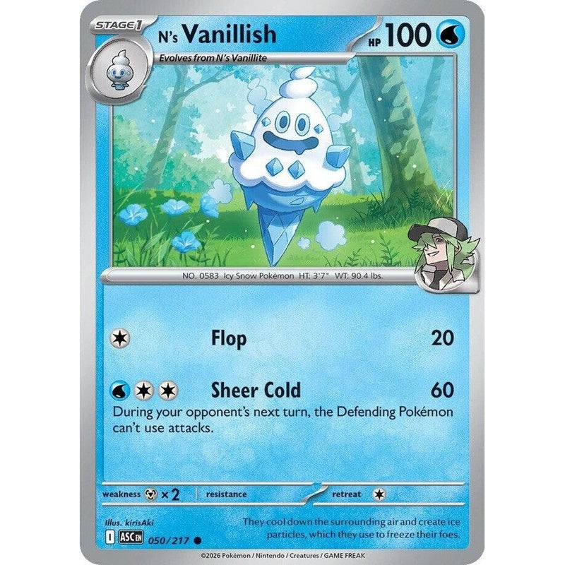 N's Vanillish - 050/217 Common Pokémon card from Ascended Heroes, Near Mint Normal